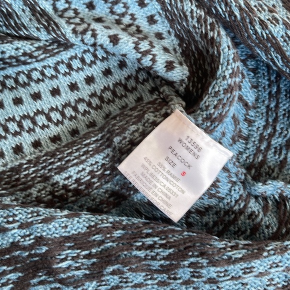 Woolrich women’s small blue print tie neck like new pull over sweater - Picture 5 of 7